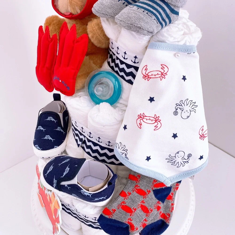 Nautical Diaper Cake, Scuba diver Diaper Cake